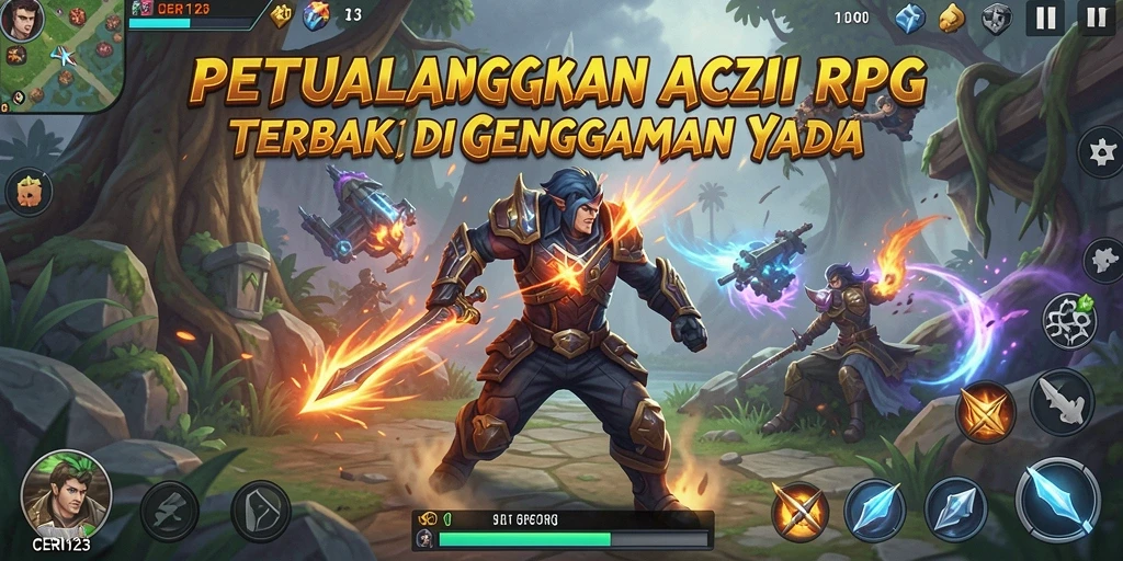 Screenshot gameplay CERI123 menampilkan pertarungan epik dengan efek visual yang fantastis.