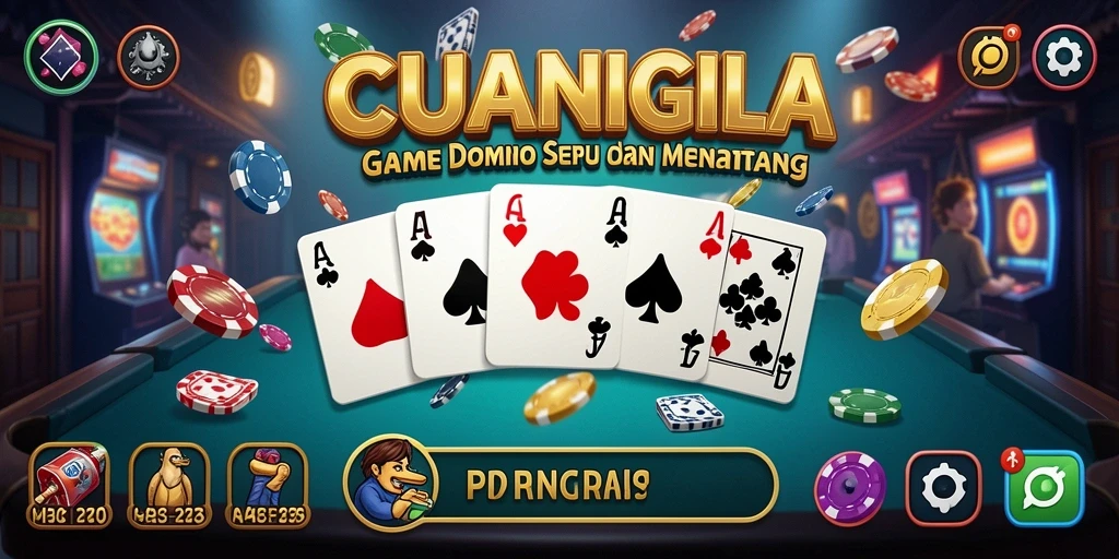 Tampilan gameplay seru dalam CUANGILA dengan aksi kartu Domino.