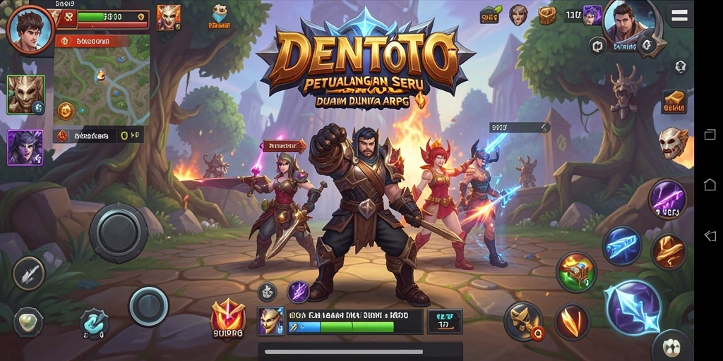 Tangkapan layar DENTOTO menampilkan pertarungan seru di dunia fantasi.