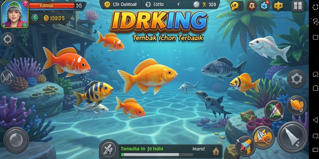 Screenshot gameplay IDRKING menampilkan aksi menembak ikan yang seru.