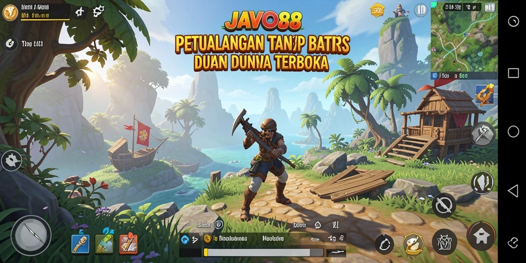 Screenshot gameplay JAVO88 menampilkan petualangan seru di dunia terbuka.