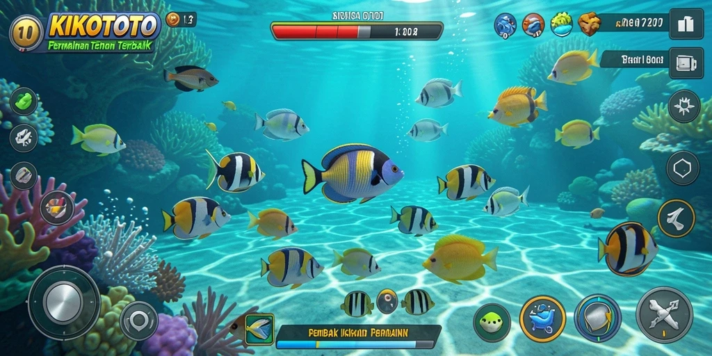 Screenshot gameplay KIKOTOTO yang menampilkan aksi Tembak Ikan.