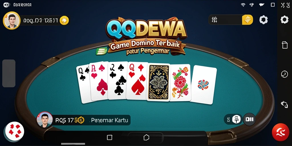 Screenshot gameplay QQDEWA menampilkan suasana permainan domino yang seru.