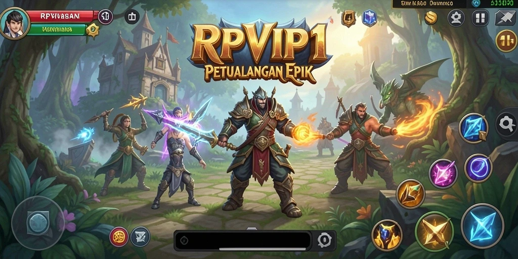 Screenshot RPVIP1 menampilkan aksi pertarungan seru dalam dunia RPG.