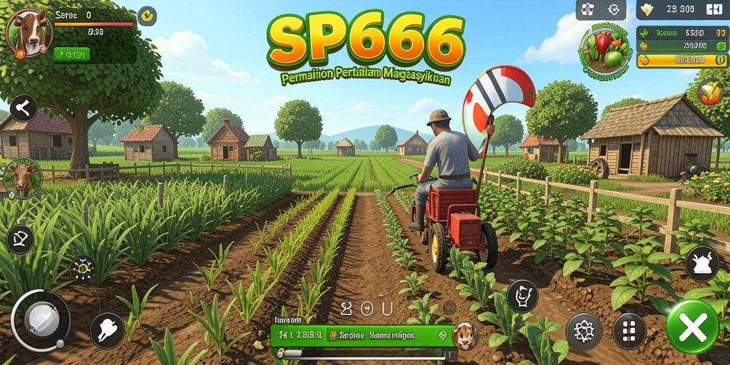 Tampilan gameplay SP666 yang menarik dan penuh warna dari pertanian.