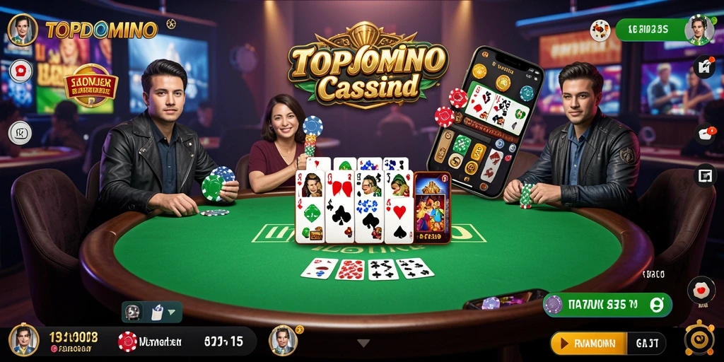 Screenshot gameplay TOPDOMINO yang menampilkan dealer langsung di Live Casino.