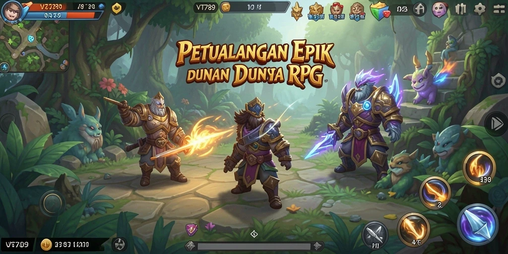 Screenshot VT789 menampilkan karakter sedang dalam pertempuran seru di dunia RPG.