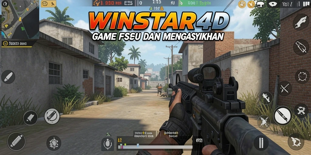 Tampilan gameplay menegangkan di WINSTAR4D dengan aksi FPS yang seru.